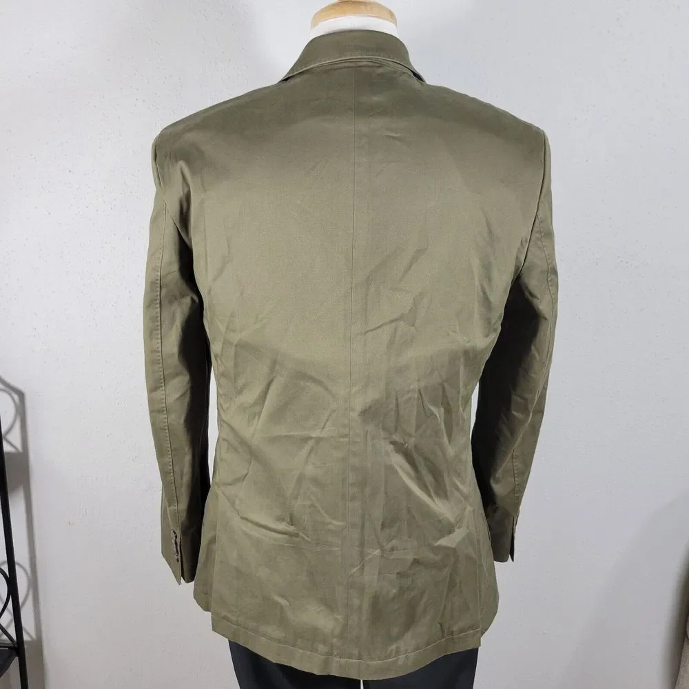 Joseph Abboud Men's Sport‎ Coat Blazer Two Button Solid Green Cotton Size MEDIUM